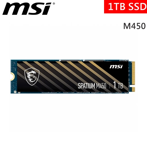 搭整機!!!微星 SPATIUM M450 1TB V1 M.2 PCIe 4.0 2280/讀:3600M/寫:3000M/3D TLC顆粒/五年